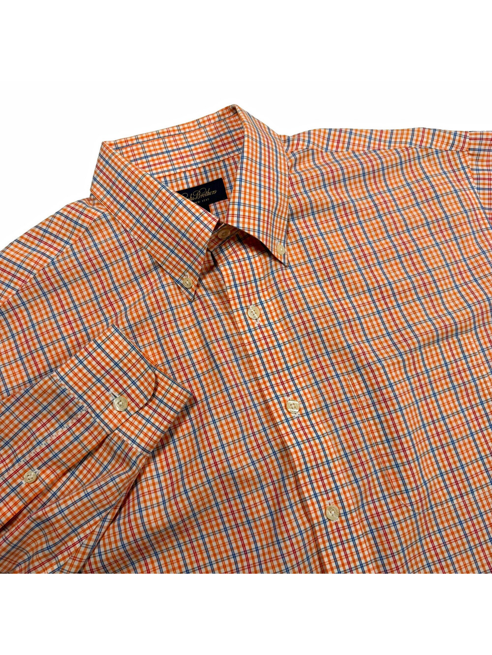Brooks Brothers Mens Non-Iron 100% Cotton Plaid Button-Down Shirt Size L